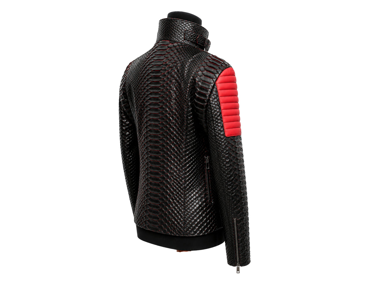 Python Snakeskin Leather Jacket: Quilted Sleeves - LFM Fashion International LLC
