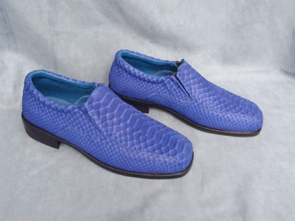 Blue Python Snakeskin Oxford Shoes: Handmade Exotic Leather Dress Shoes for Men