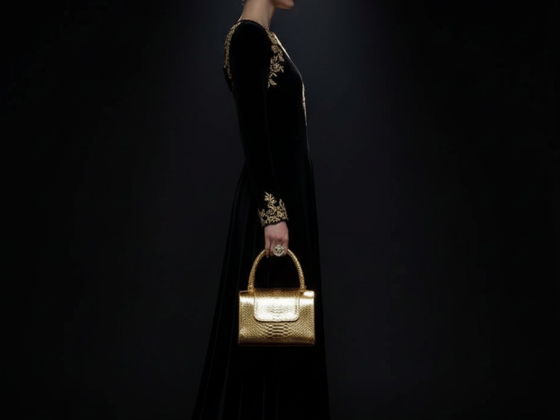 Genuine Python Snakeskin Leather Handbag in Gold