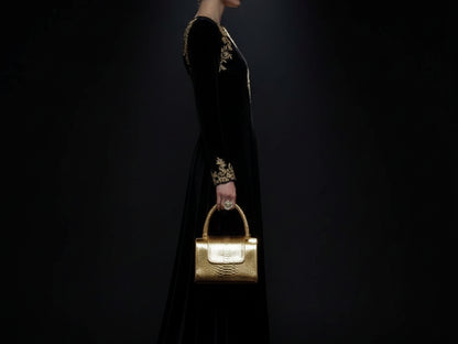 Genuine Python Snakeskin Leather Handbag in Gold