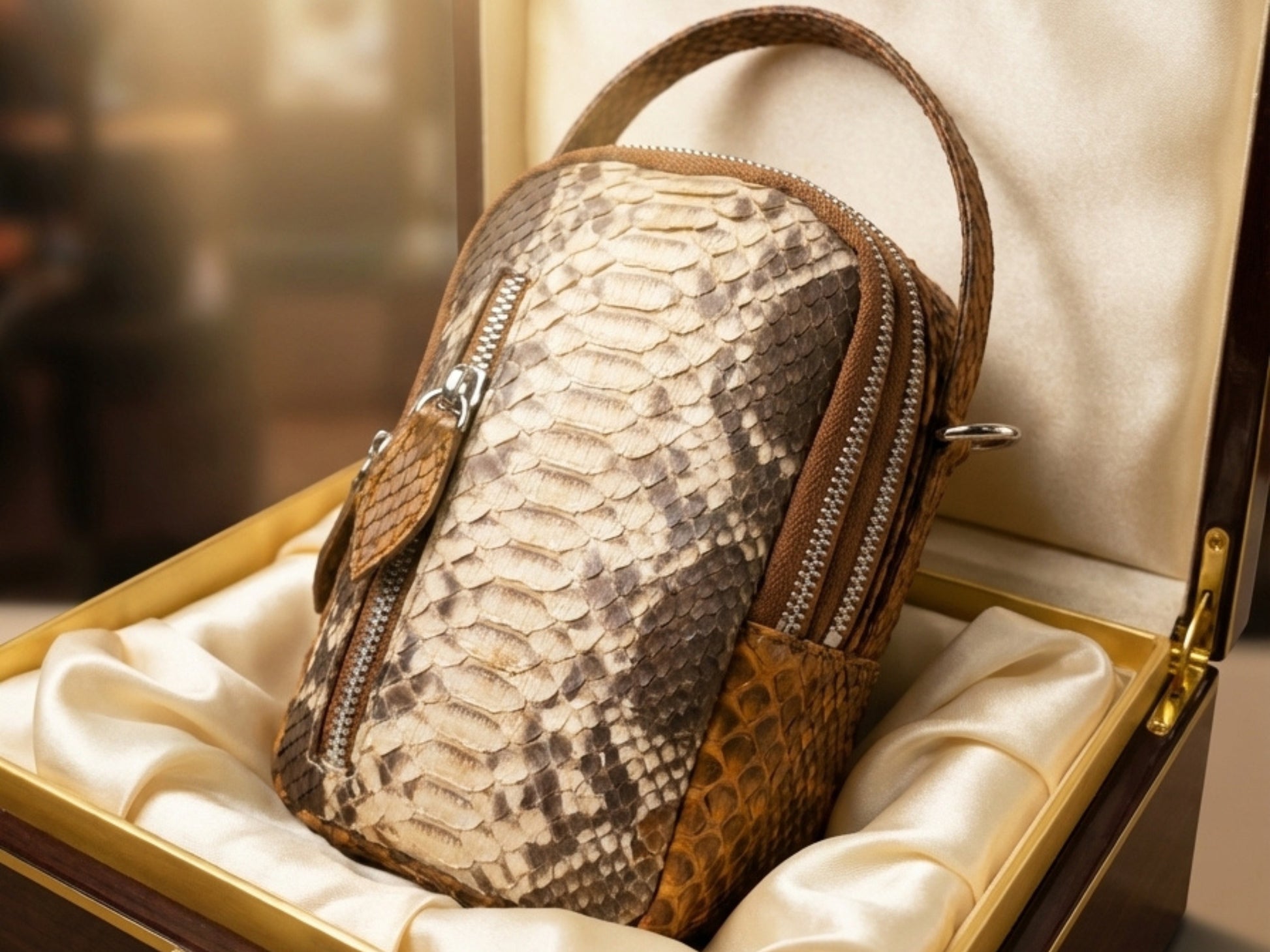 Genuine Python Snakeskin Lunch Bag