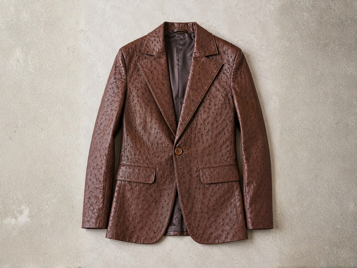 Genuine Ostrich Skin Leather Blazers - Brown