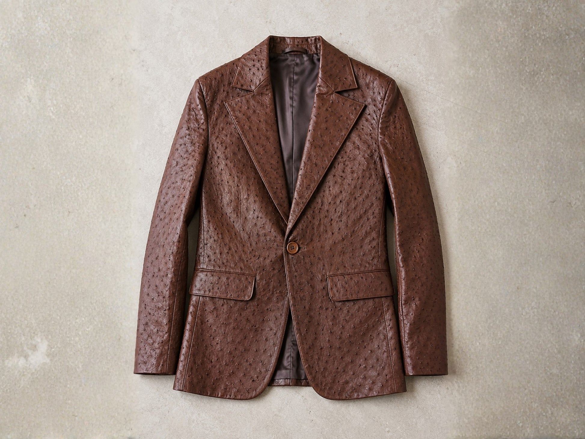 Genuine Ostrich Skin Leather Blazers - Brown
