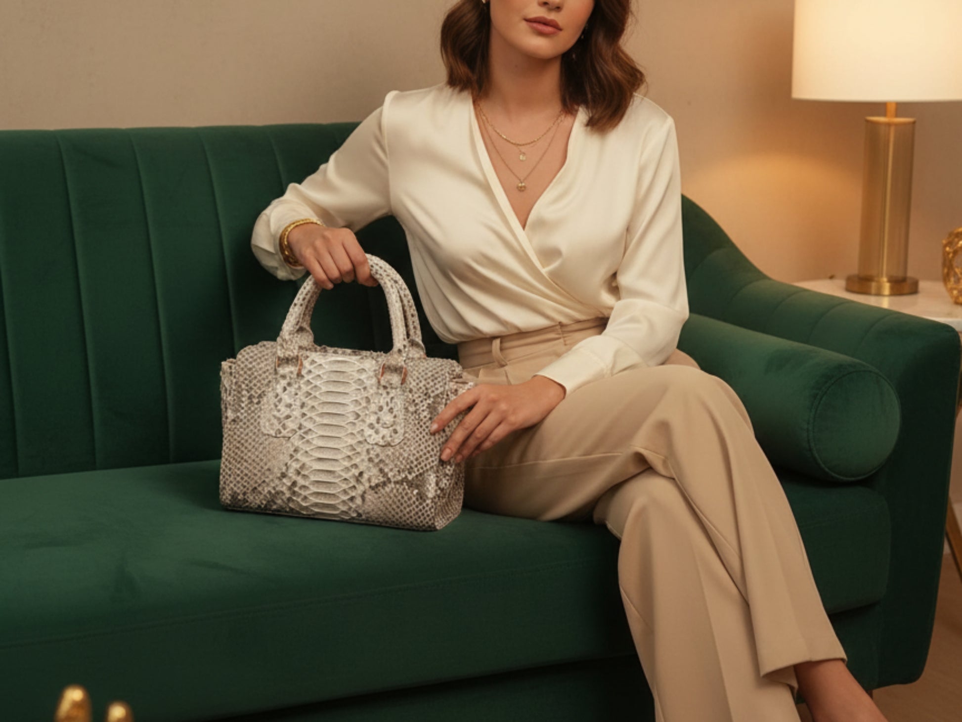 Luxury Genuine Python Snakeskin Leather Women Handbag: Elegant Designer Tote Bag