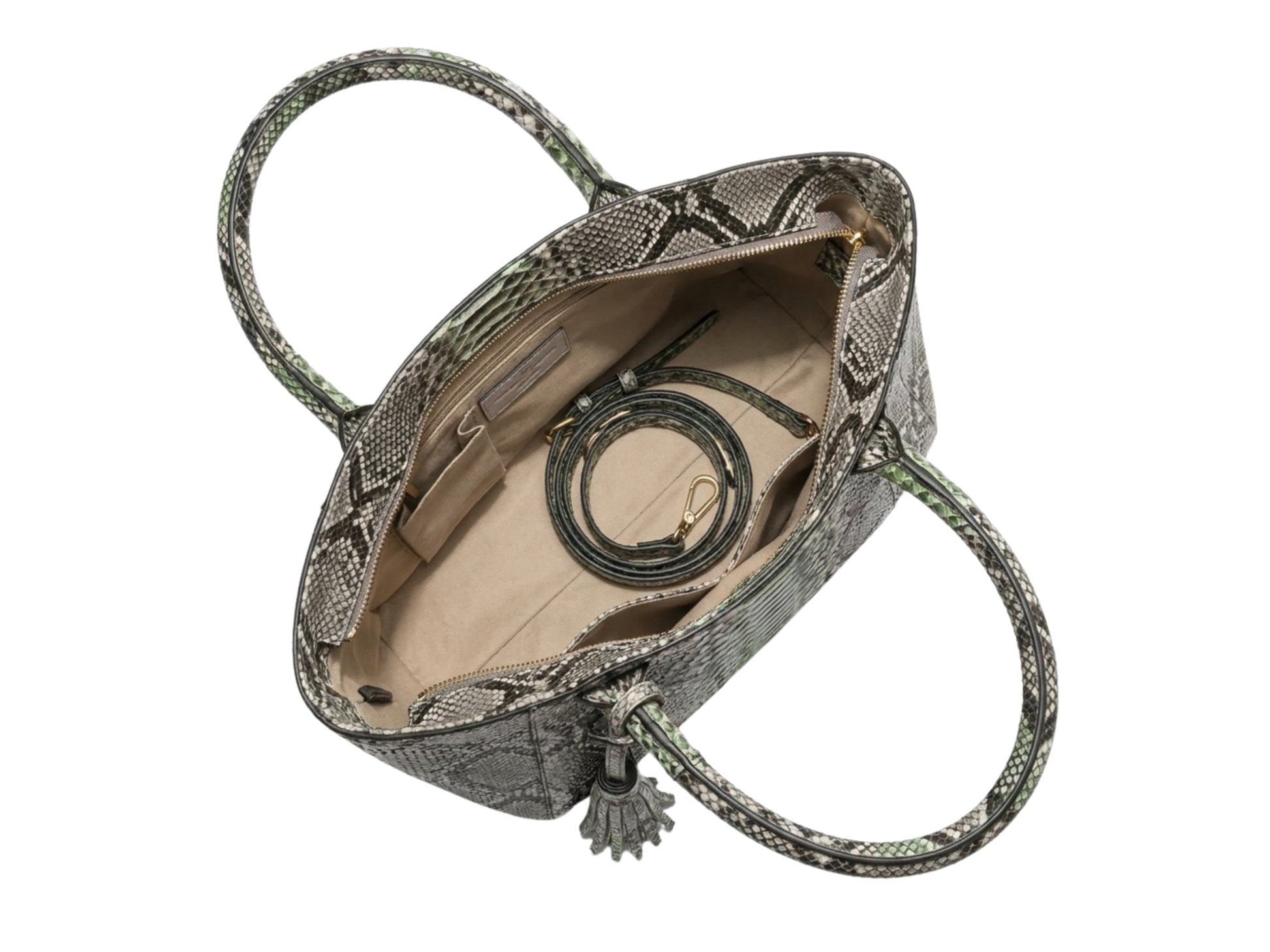 Natural Gray Python Snakeskin Tote Leather Bag