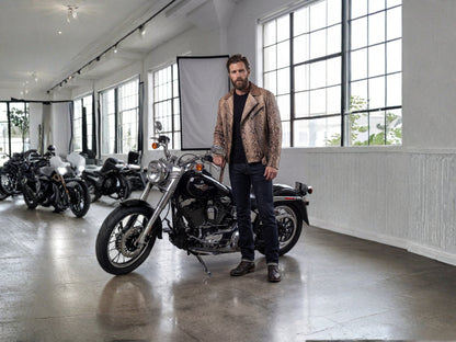 Genuine Python Snakeskin Biker Jacket for Men | Handmade Brown Exotic Leather Motorcycle Jacket