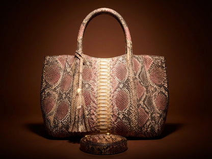 Antique Pink Python Snakeskin Tote Leather Bag