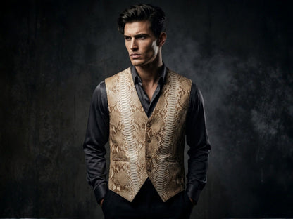 Genuine Python Snakeskin Leather Vest: Himalayan Waistcoat
