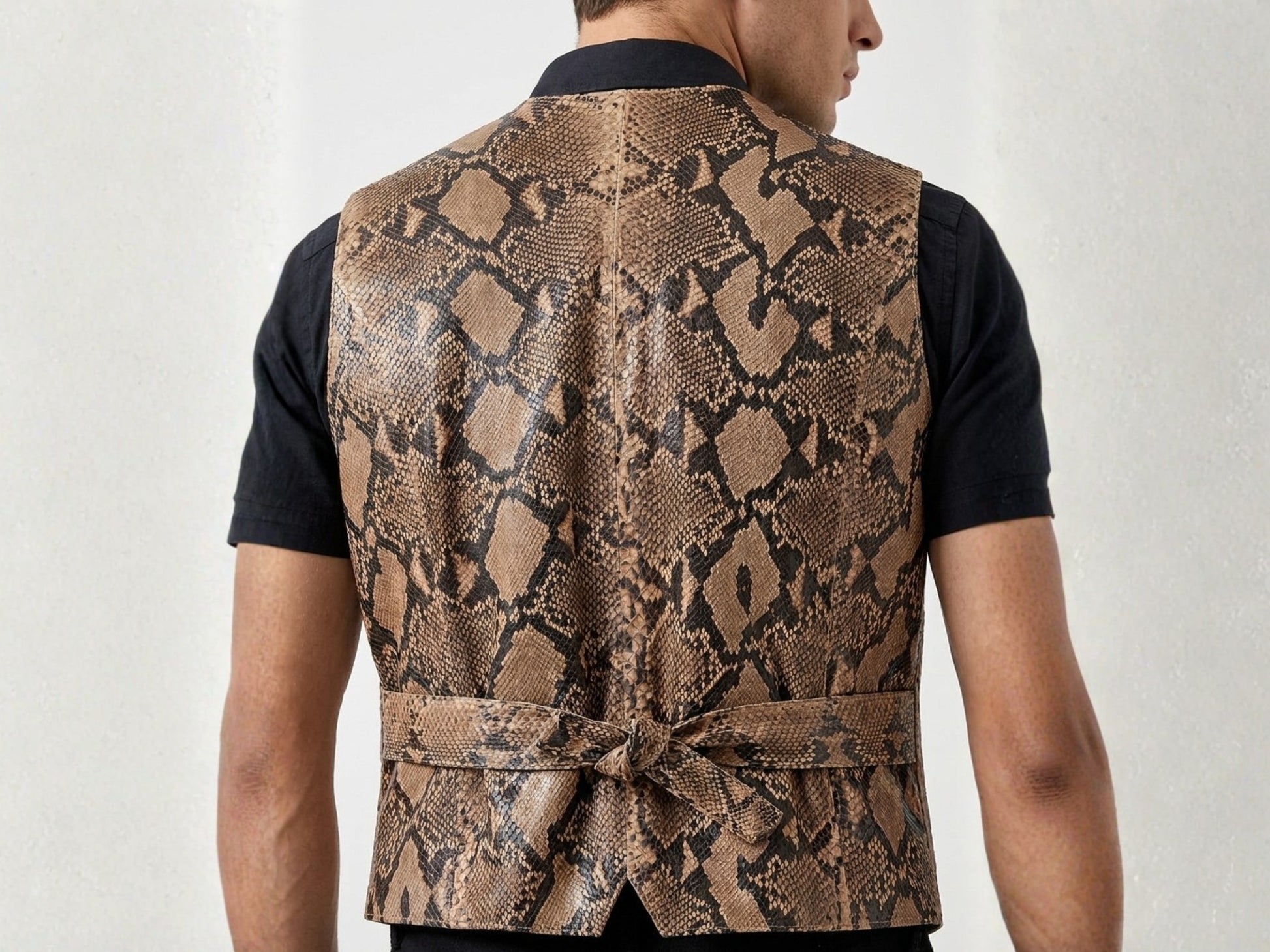 Genuine Python Snakeskin Leather Vest: Exotic Brown Waistcoat
