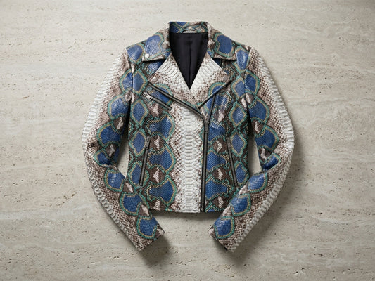 Majestic Blue Python Snakeskin Leather Jacket