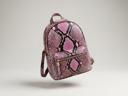 Blush Pink Python Snakeskin Backpack Purse