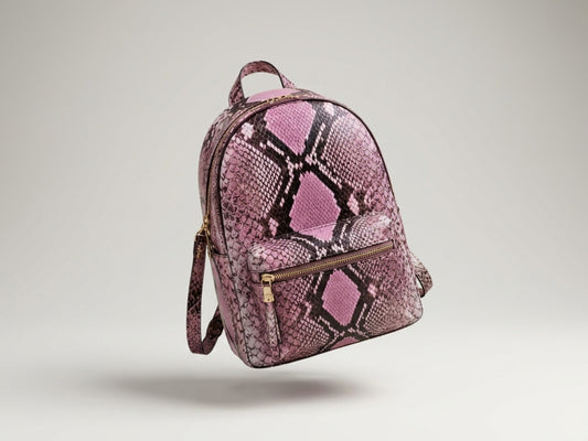 Blush Pink Python Snakeskin Backpack Purse