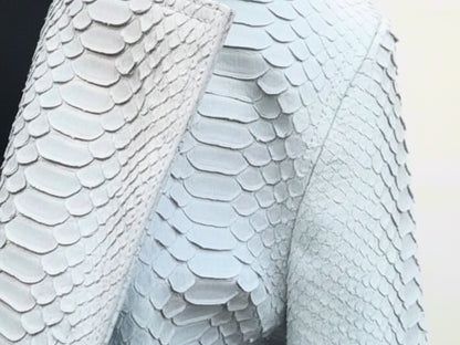 White Python Snakeskin Biker Jacket: Genuine Exotic Leather