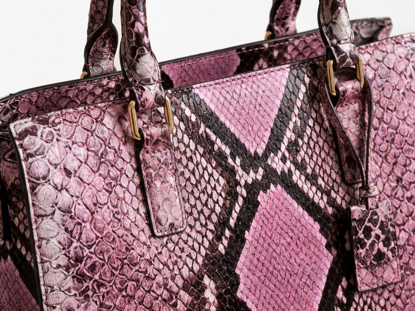 Pink Python Snakeskin Tote Satchel