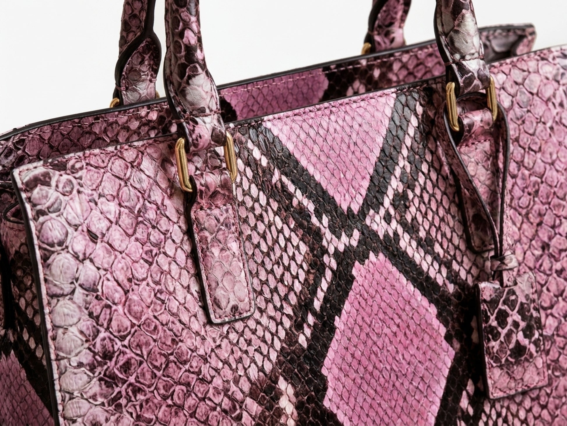 Pink Python Snakeskin Tote Satchel