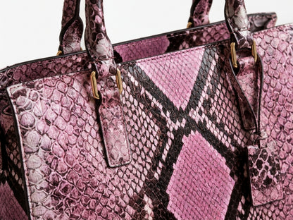 Pink Python Snakeskin Tote Satchel