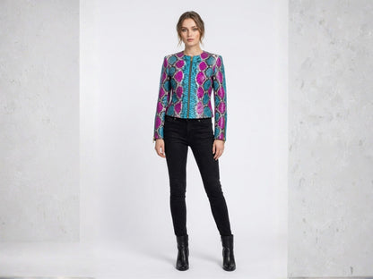 Turquoise Magenta Python Snakeskin Jacket
