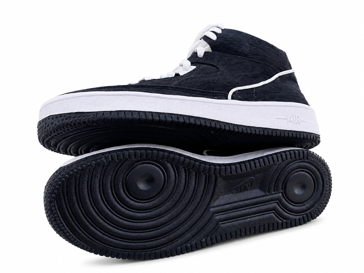 Black Shark Skin Leather High-Top Sneakers