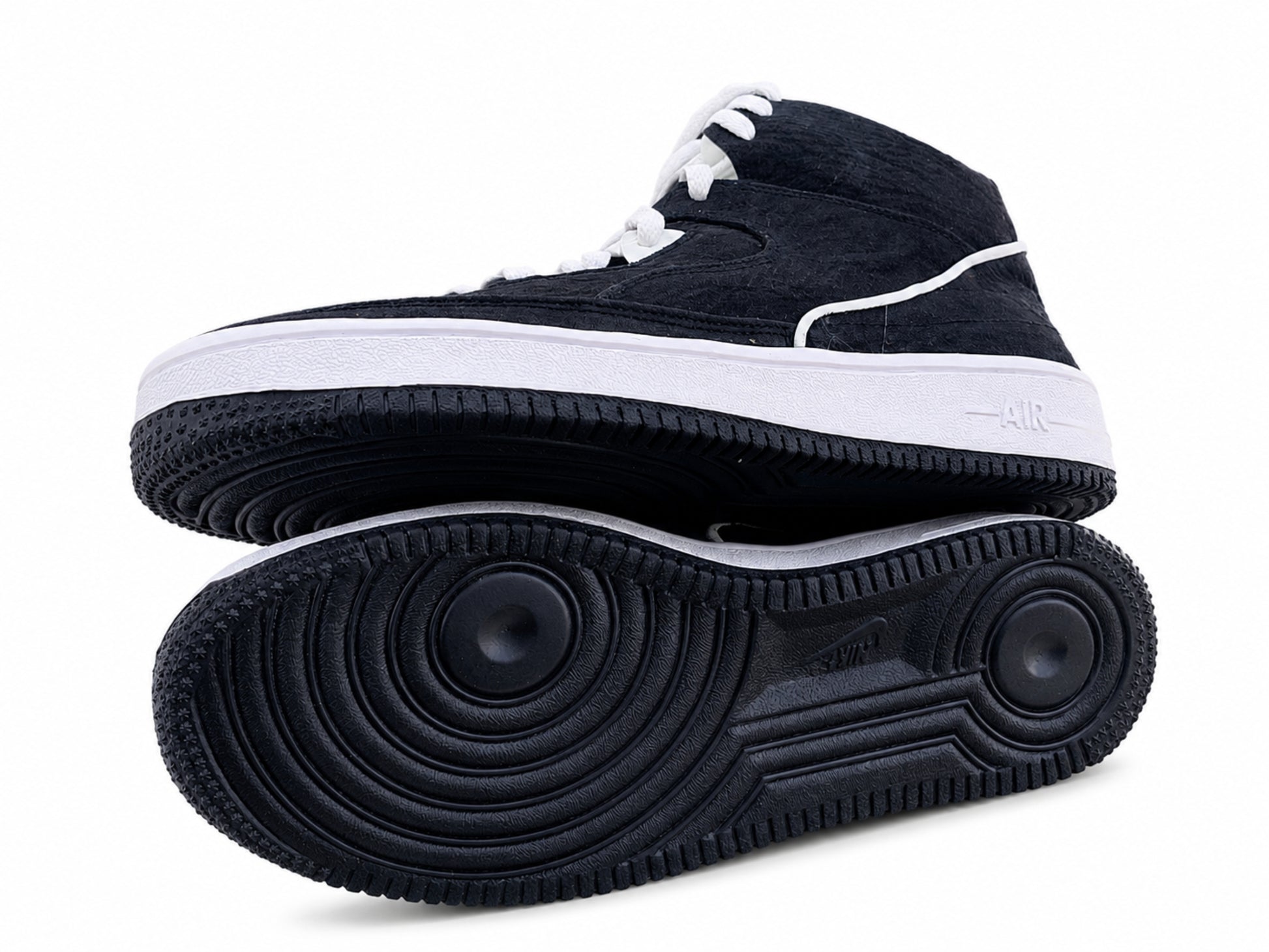 Black Shark Skin Leather High-Top Sneakers