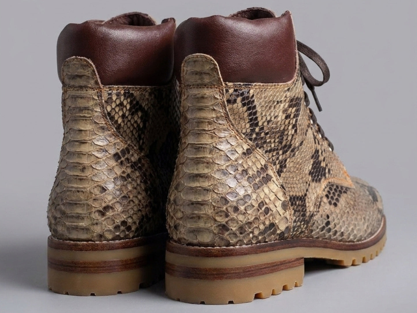 Brown Snakeskin Python Leather Boots