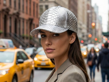 Metallic Silver & Gold Genuine Python Snakeskin Hat