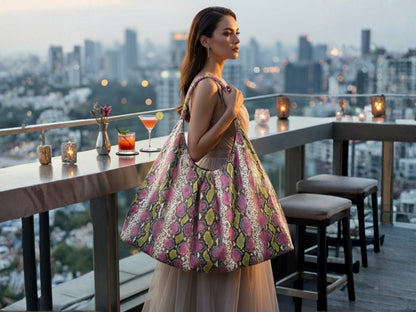 Multi Color Snakeskin Tote Bag – Large Shoulder Purse