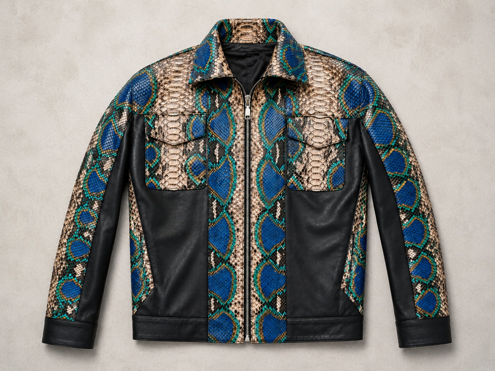 Multi Color Python Snakeskin Jacket