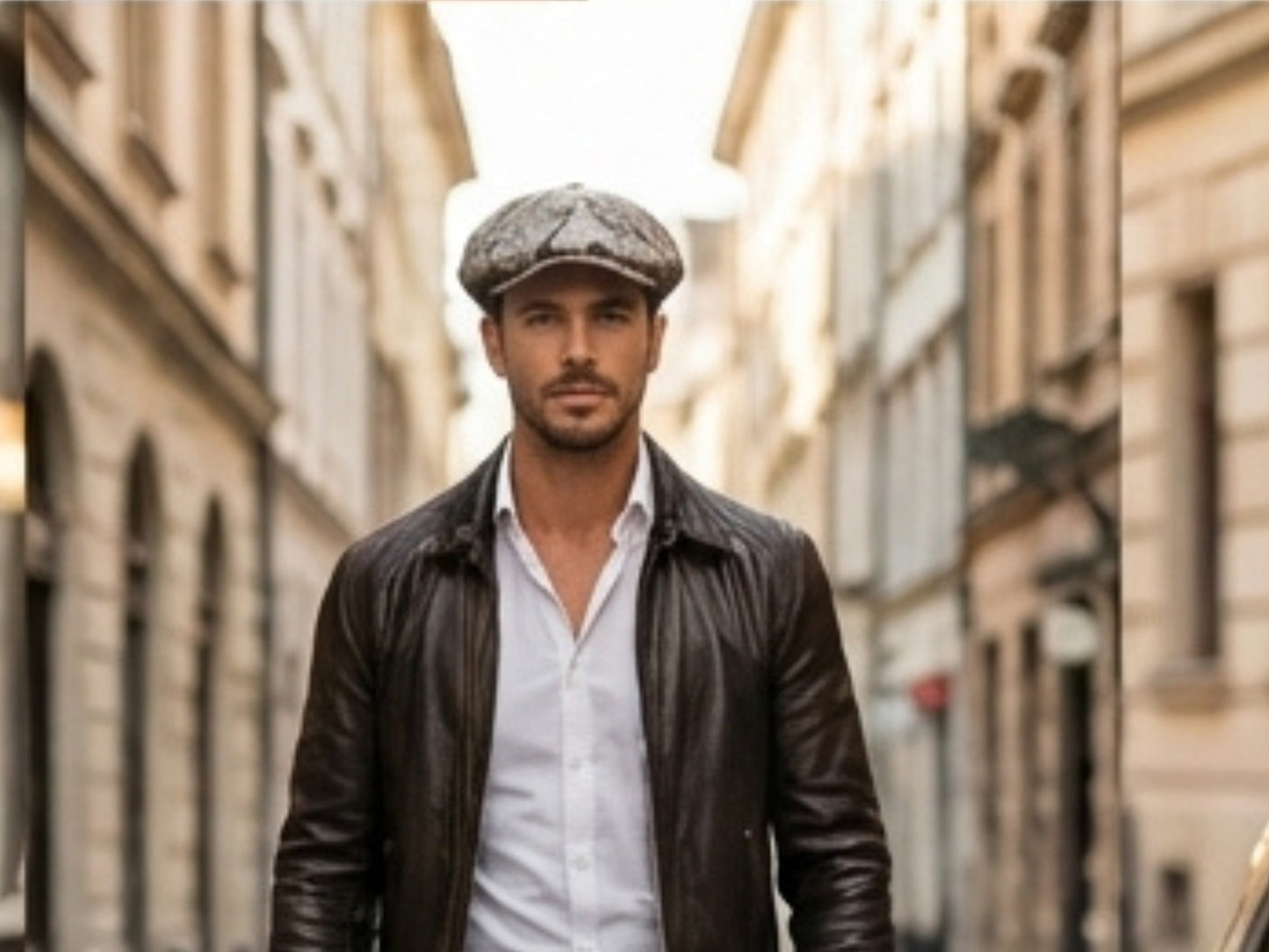 Brown Snakeskin Leather Newsboy Caps