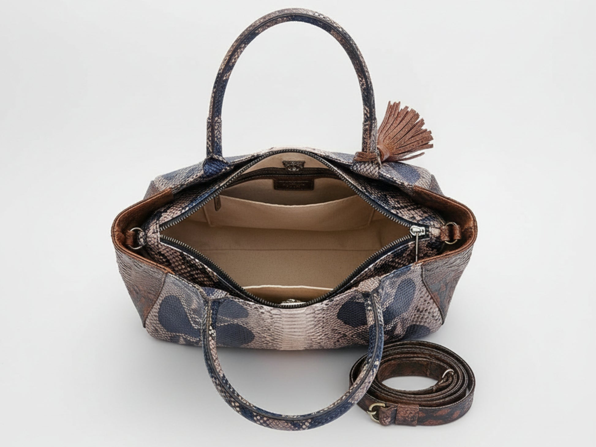 Brown Python Snakeskin Tote Bag