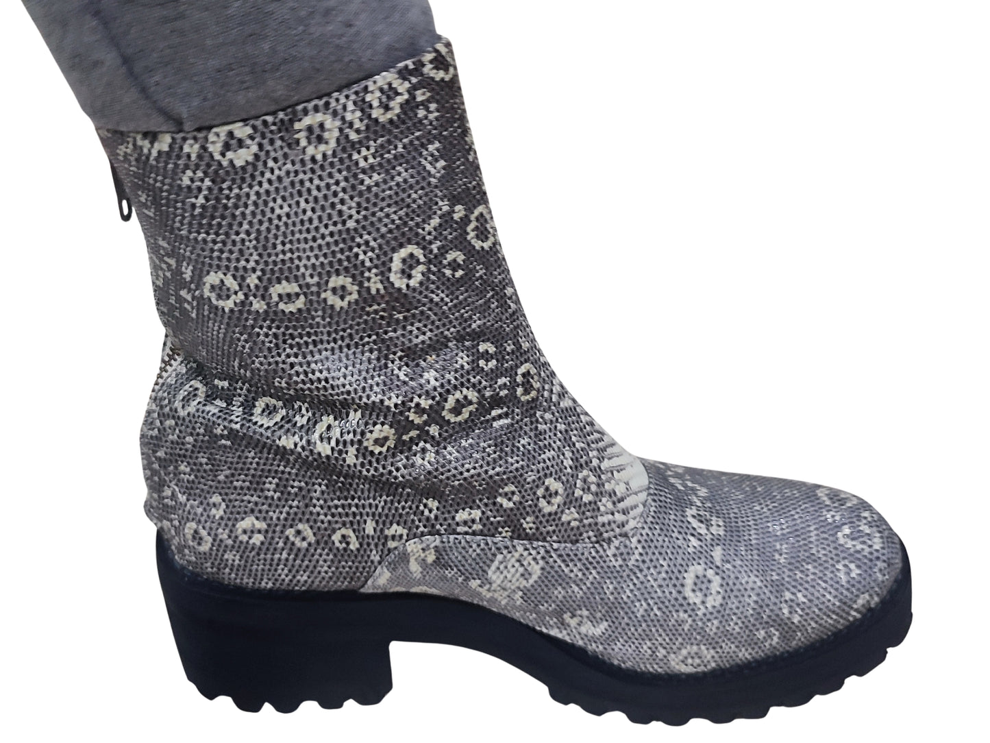 Genuine Lizard Skin Leather Boots - 7