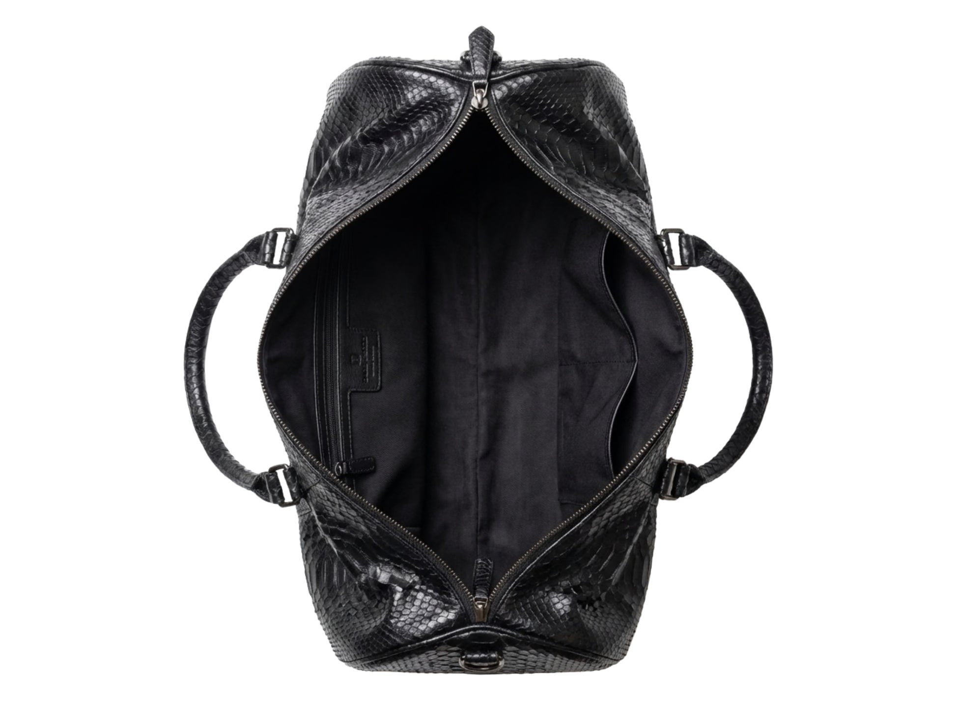 Luxury Genuine Python Snakeskin Leather Black Travel Weekender Bag