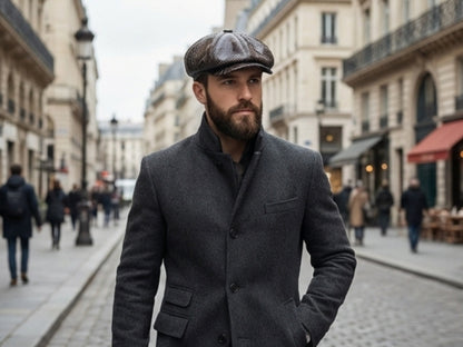 Black Snakeskin Leather Newsboy Caps