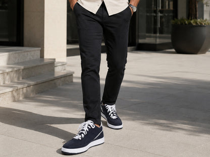 Black Shark Skin Leather High-Top Sneakers