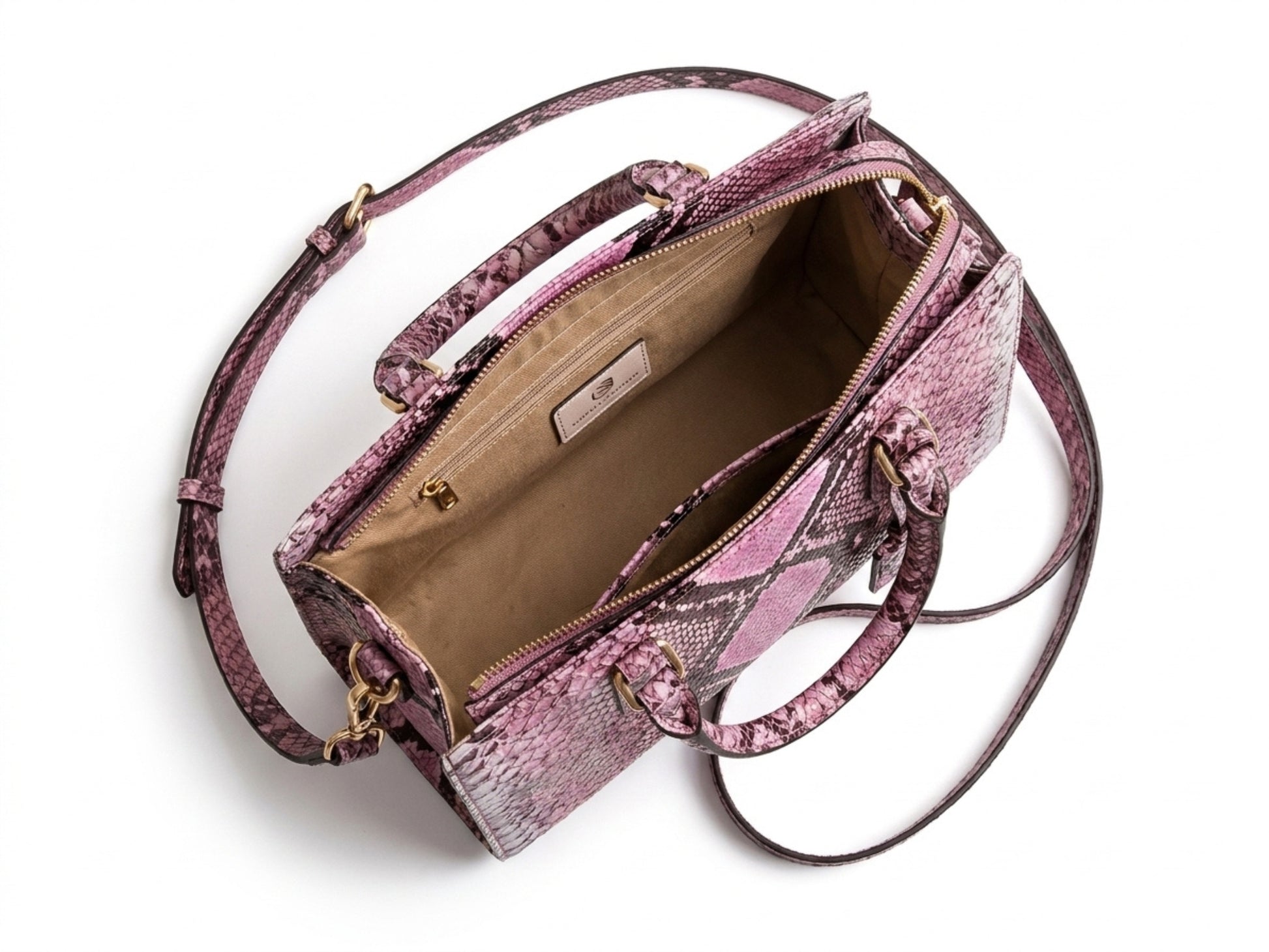 Pink Python Snakeskin Tote Satchel