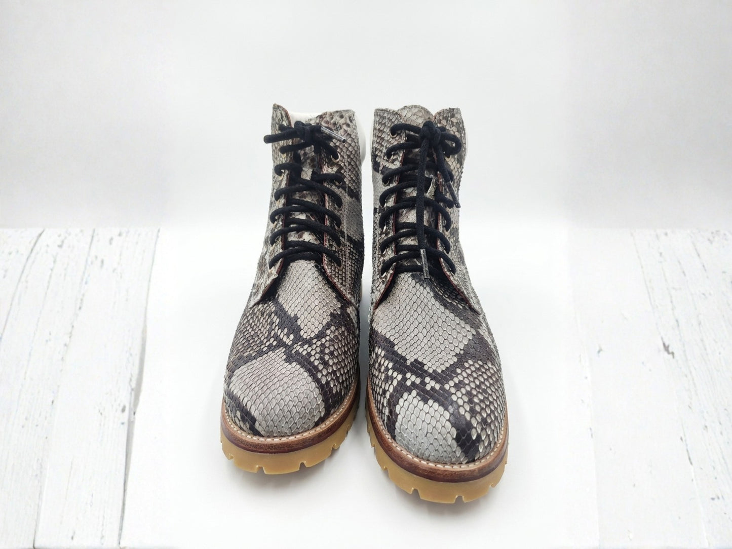Natural Gray Snakeskin Python Leather Boots