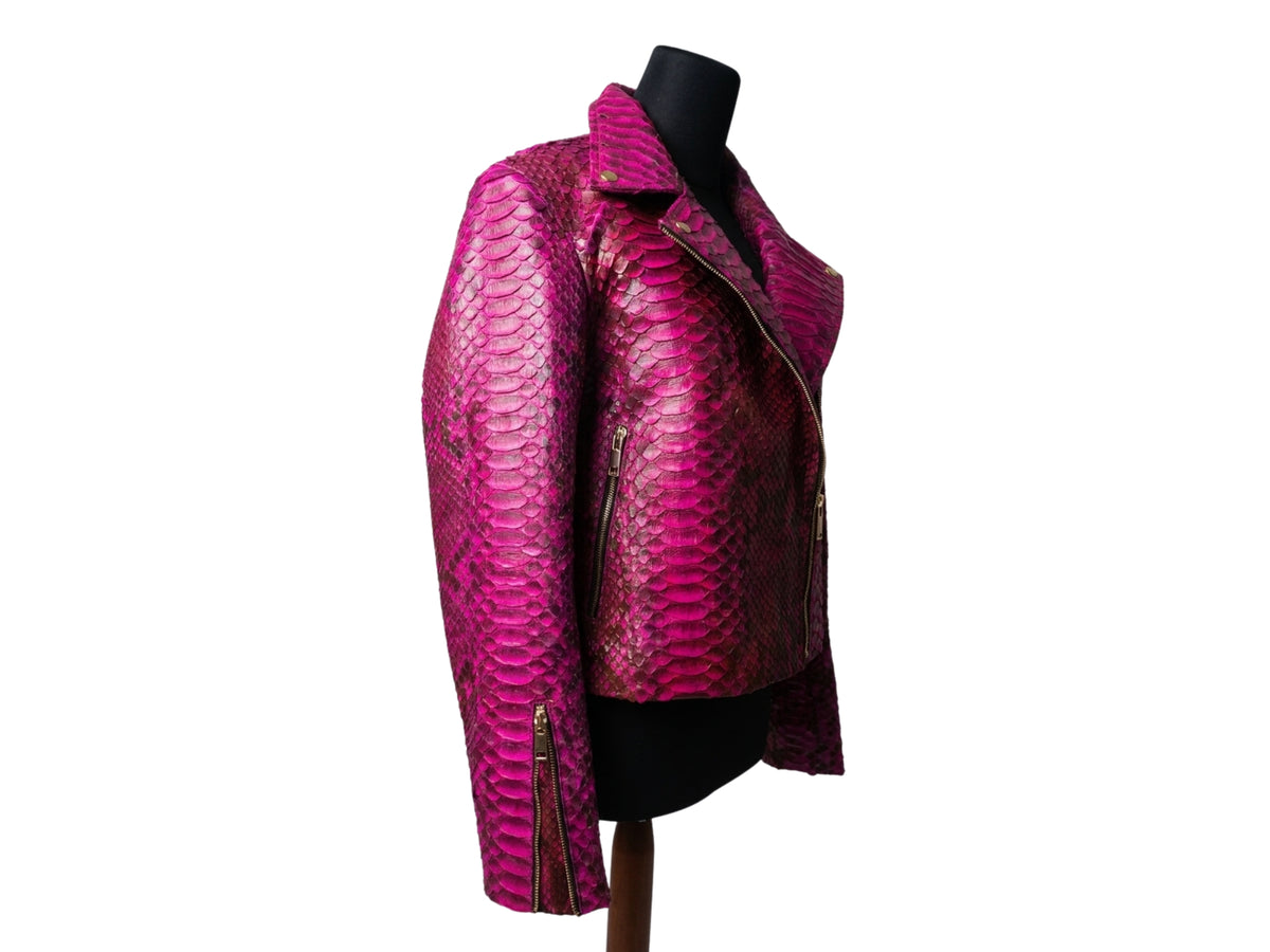 Pink Python Snakeskin Leather Jacket