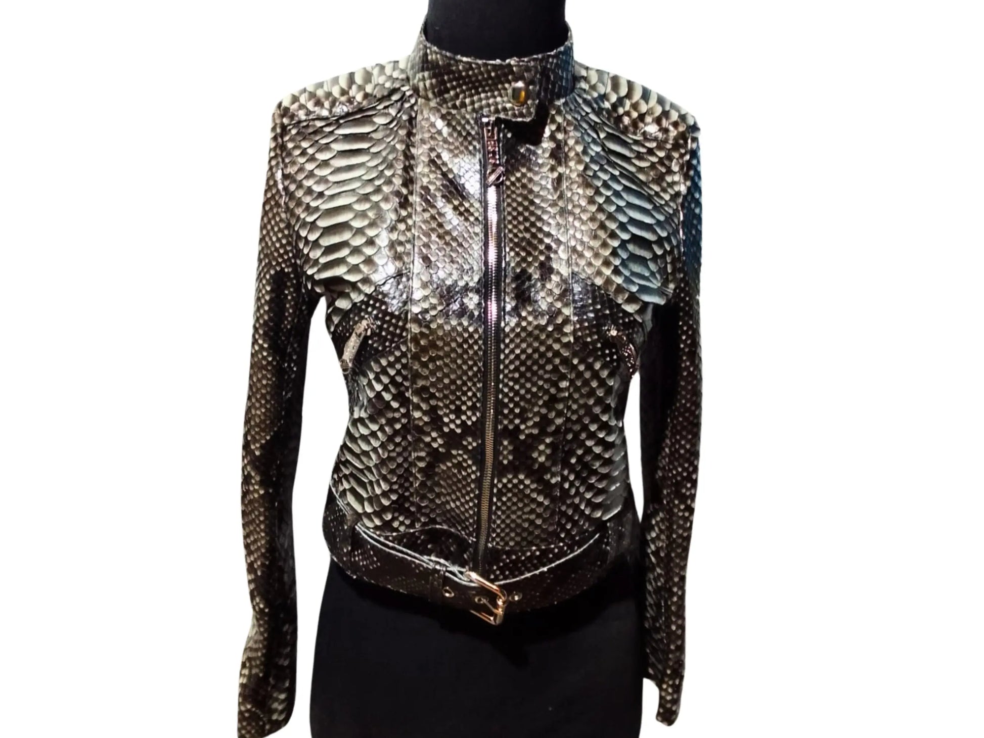 Slim fit Motorcycle Leather Jacket for Women - Python Jacket by LFM Fashion