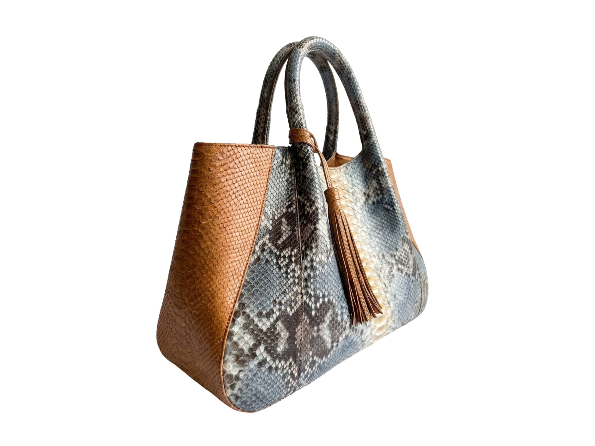 Multi Color Python Snakeskin Tote Leather Bag