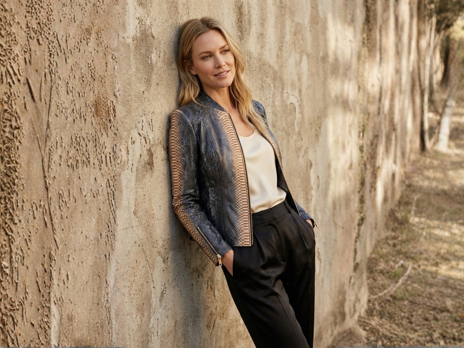 Black Charcoal Python Snakeskin Jacket