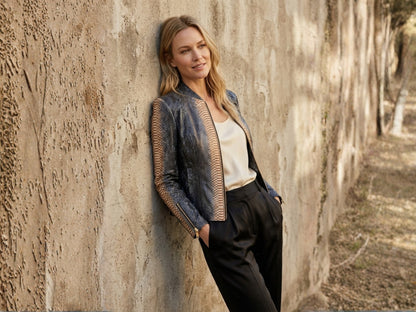 Black Charcoal Python Snakeskin Jacket