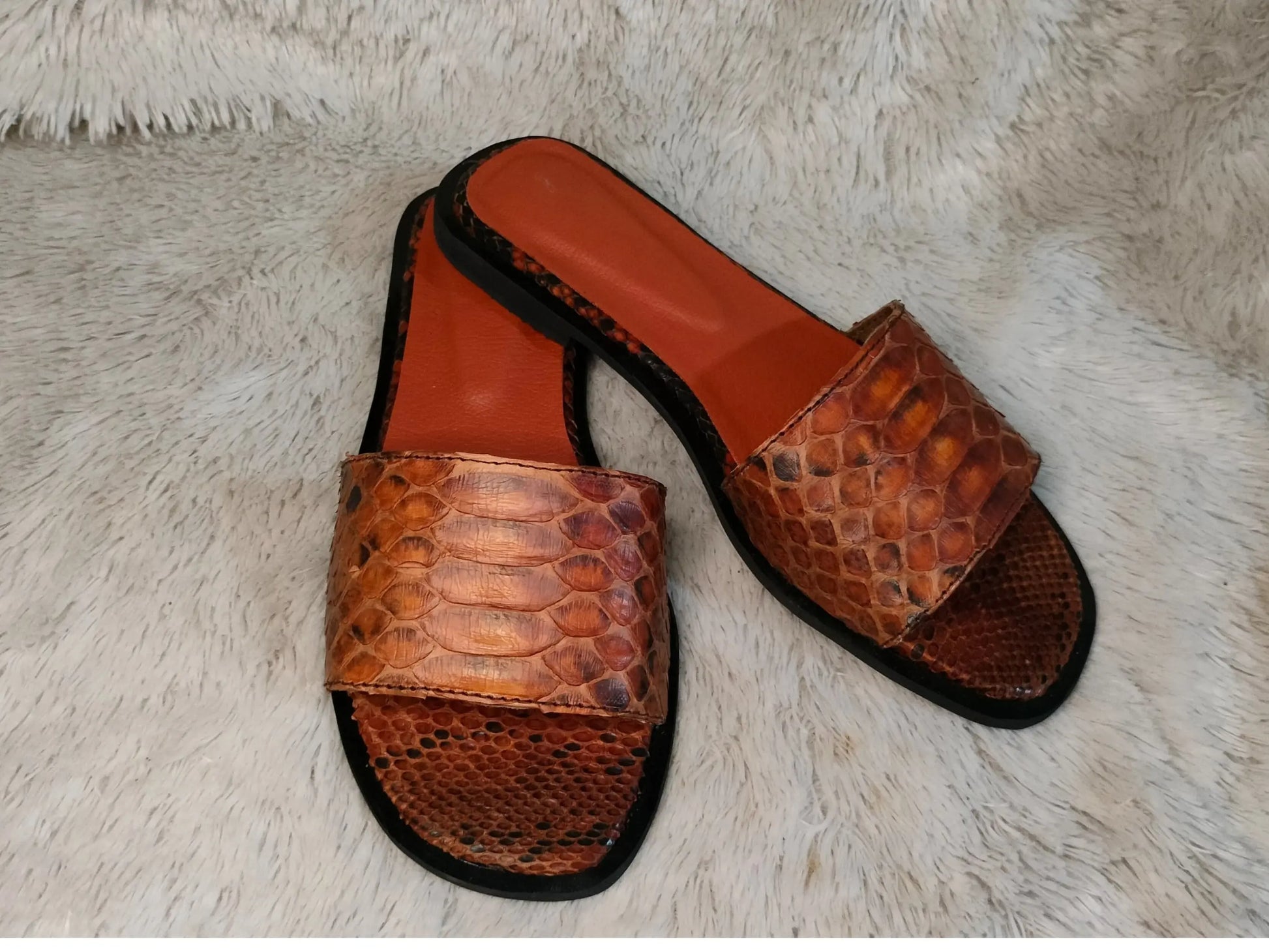 Snake Skin Slip On Summer Sandals - Python Jacket by LFM Fashion