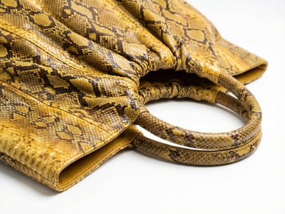 Yellow Snakeskin Tote Bag – Large Shoulder Purse