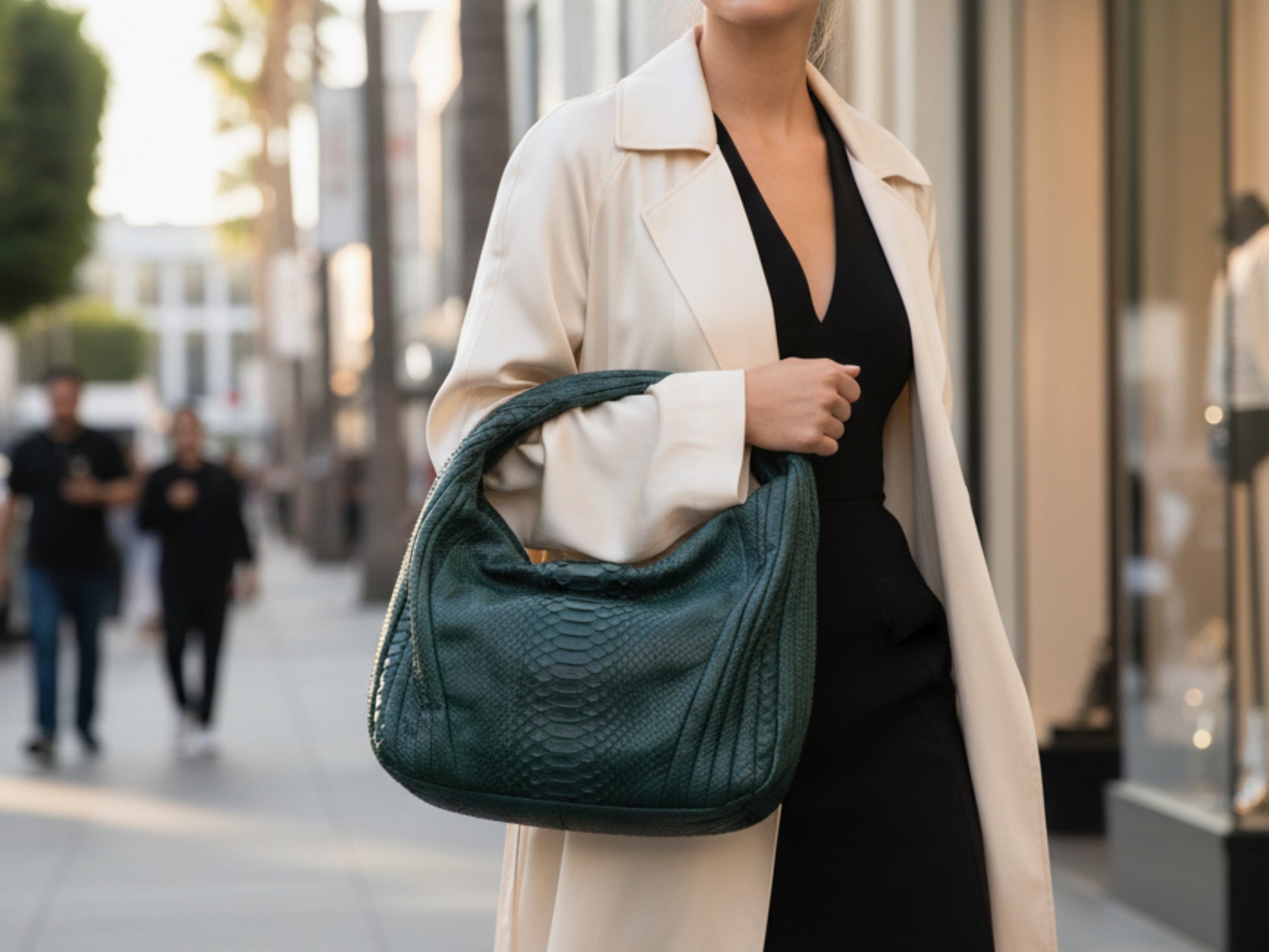 Genuine Python Leather Hobo Bag: Handmade Real Snakeskin Shoulder Bag