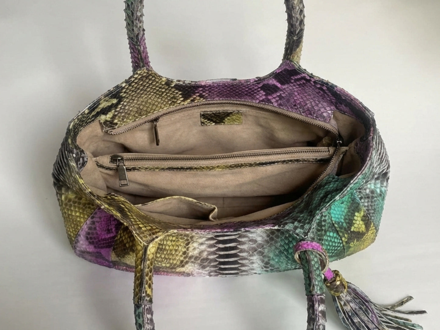 Luxury Multicolor Python Snakeskin Women Tote