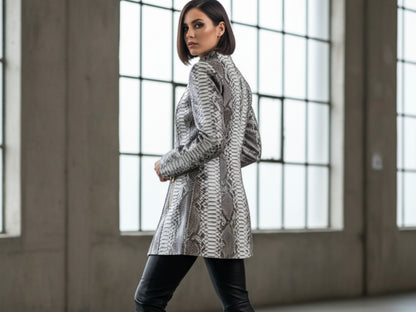 Genuine Python Snakeskin Jacket: Asymmetrical Zip