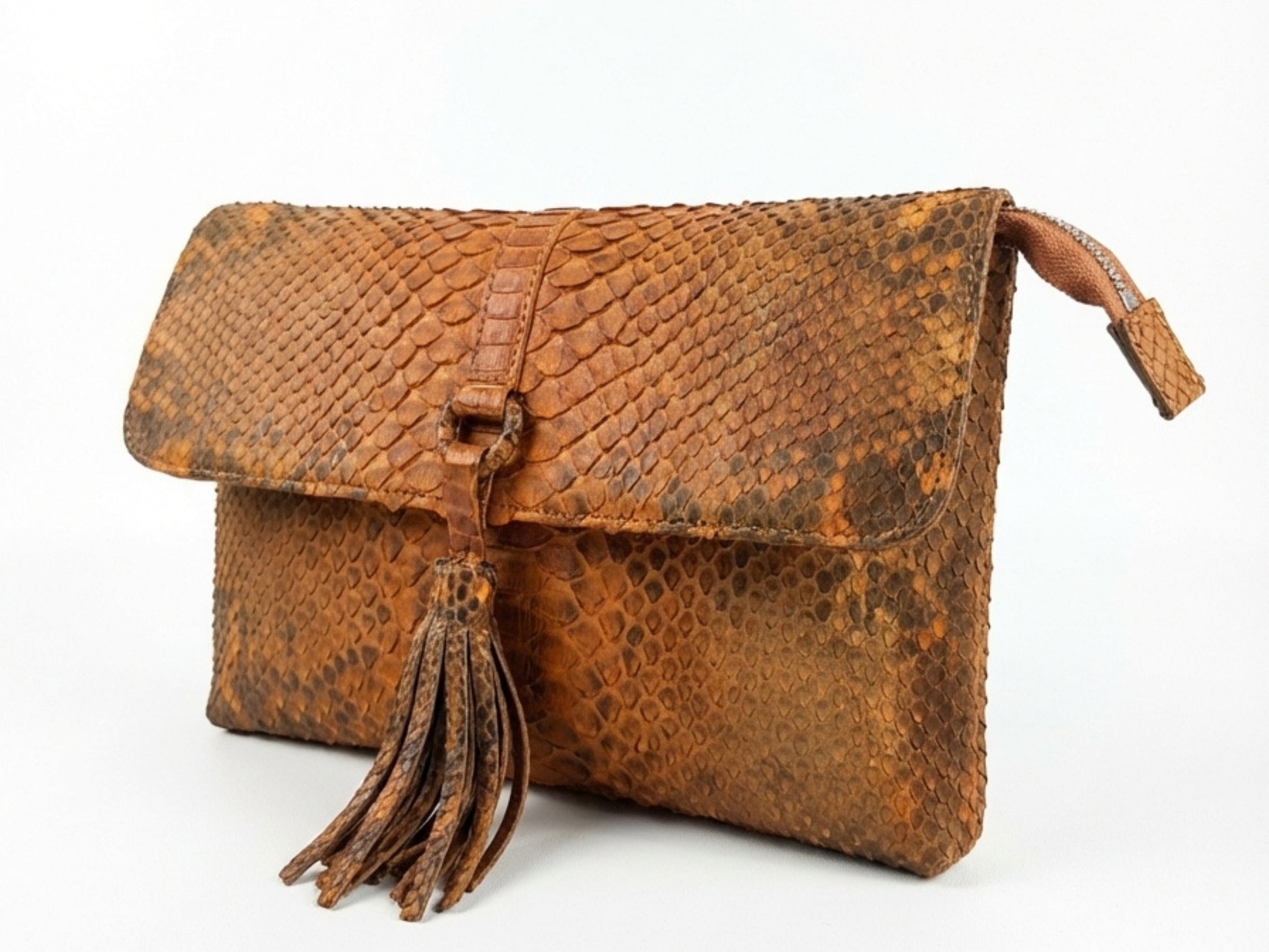Genuine Python Snakeskin Tassel Clutch