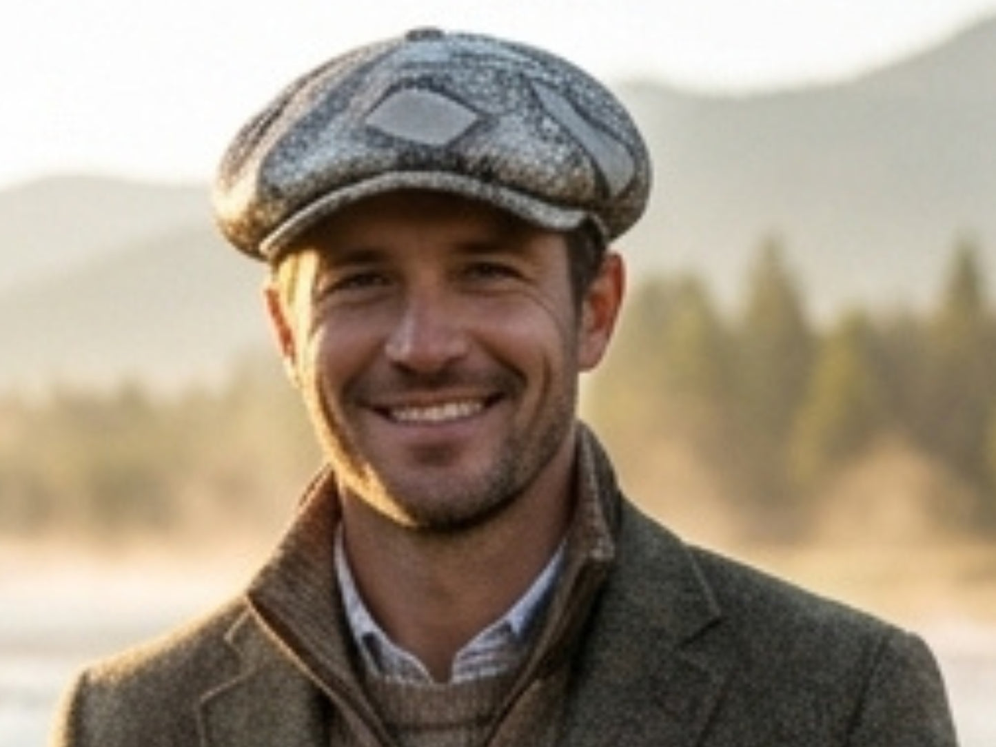 Gray Snakeskin Leather Newsboy Caps