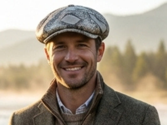 Gray Snakeskin Leather Newsboy Caps