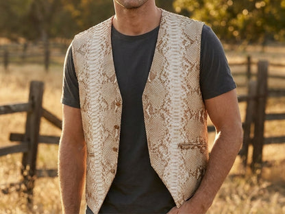 Genuine Python Snakeskin Leather Vest: Himalayan Waistcoat