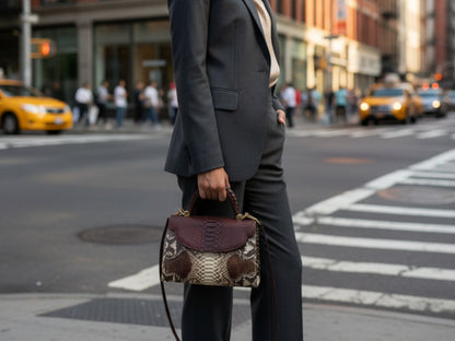 Brown Genuine Python Snakeskin Satchel Bag for Women: Exotic Leather Handbag